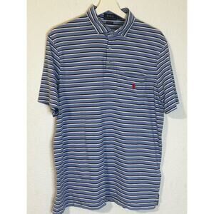 Ralph Lauren Men's Striped Polo Blue &‎ White Size L Classic Fit